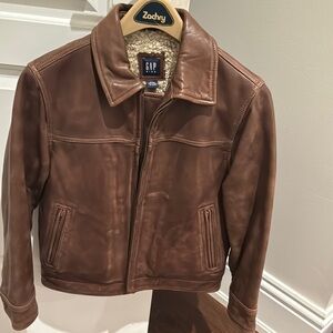 GAP Kids  Brown Leather Jacket (size 8-10)